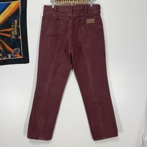 80s Vintage Wrangler Cowboy Cut Red Burgundy Jeans 36x34